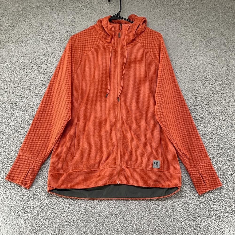 Outdoor Research Trail Mix Hoodie Womens Large Orange Full Zip Fleece Hiking